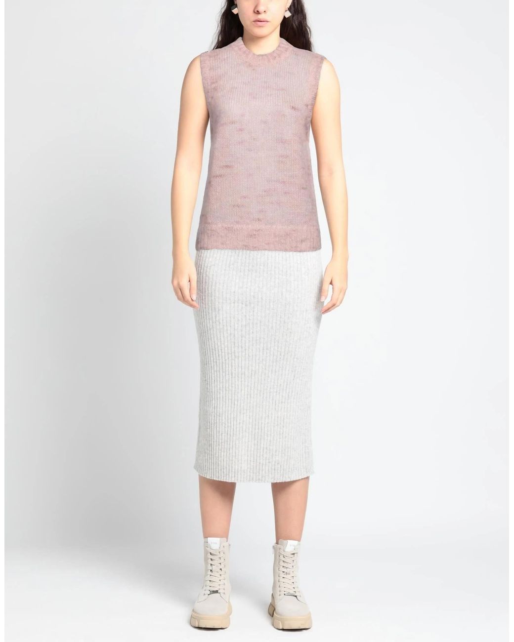Ganni Pink Fashion Solid Color Sleeveless Knit Tank Top