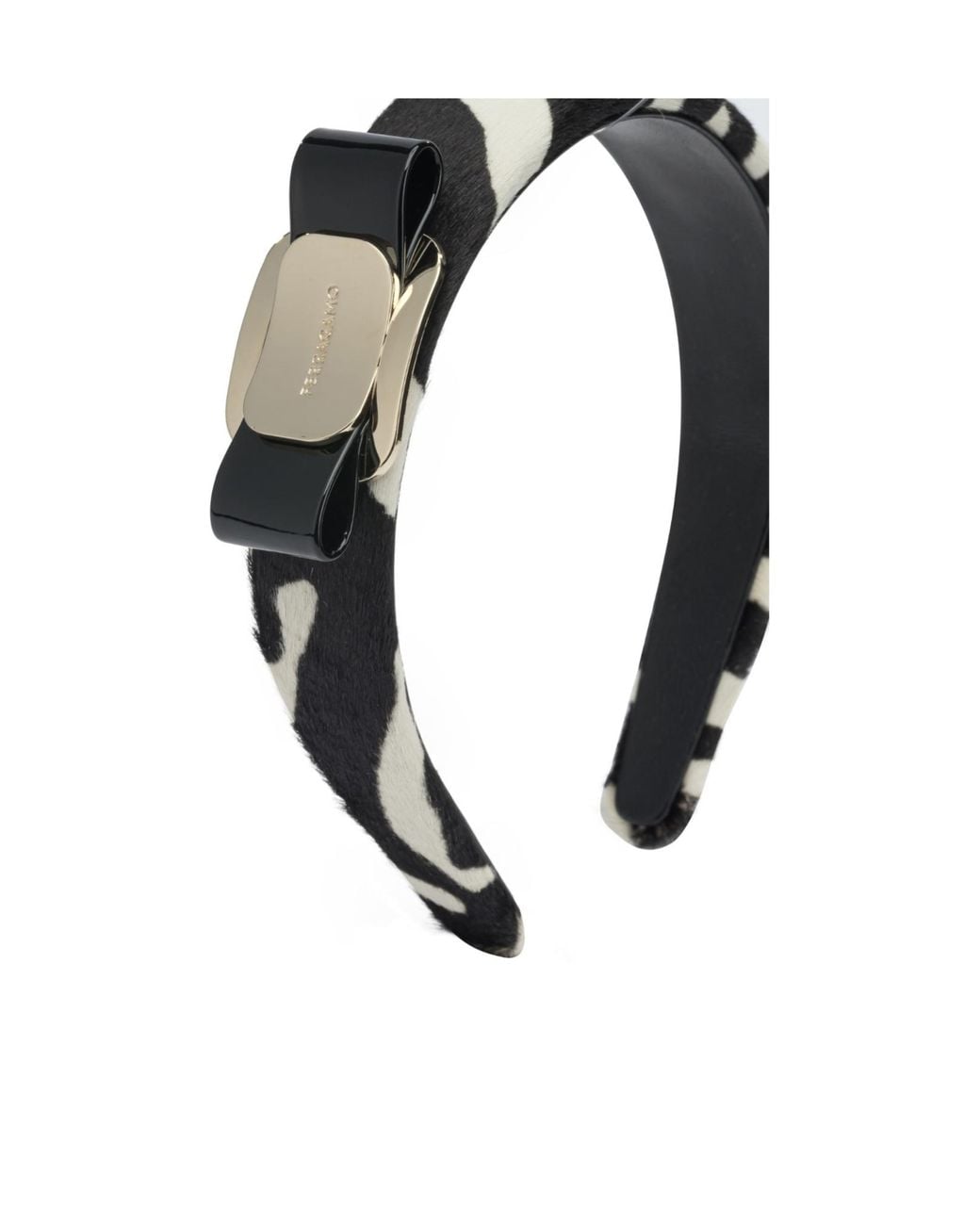 Ferragamo Metallic Vara Bow Zebra-Print Headband