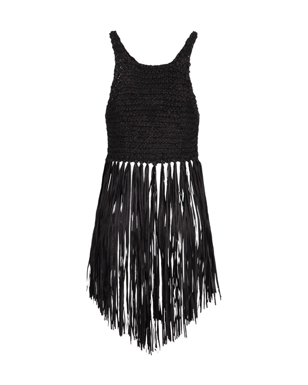 Philosophy Di Lorenzo Serafini Black Crochet-Knit Fringed Top
