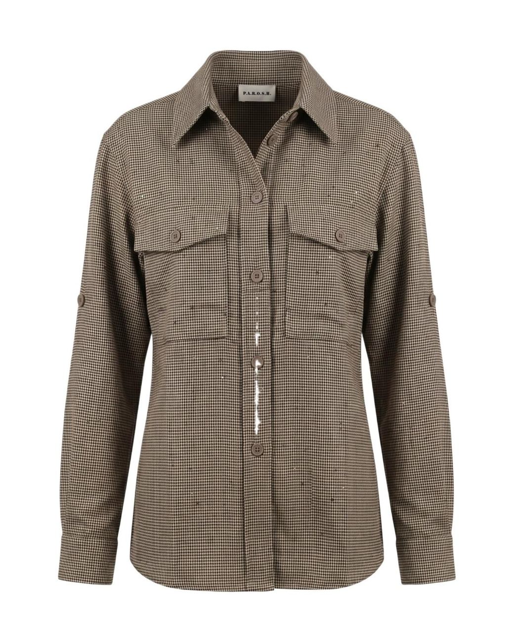 P.A.R.O.S.H. Brown Houndstooth-Pattern Shirt
