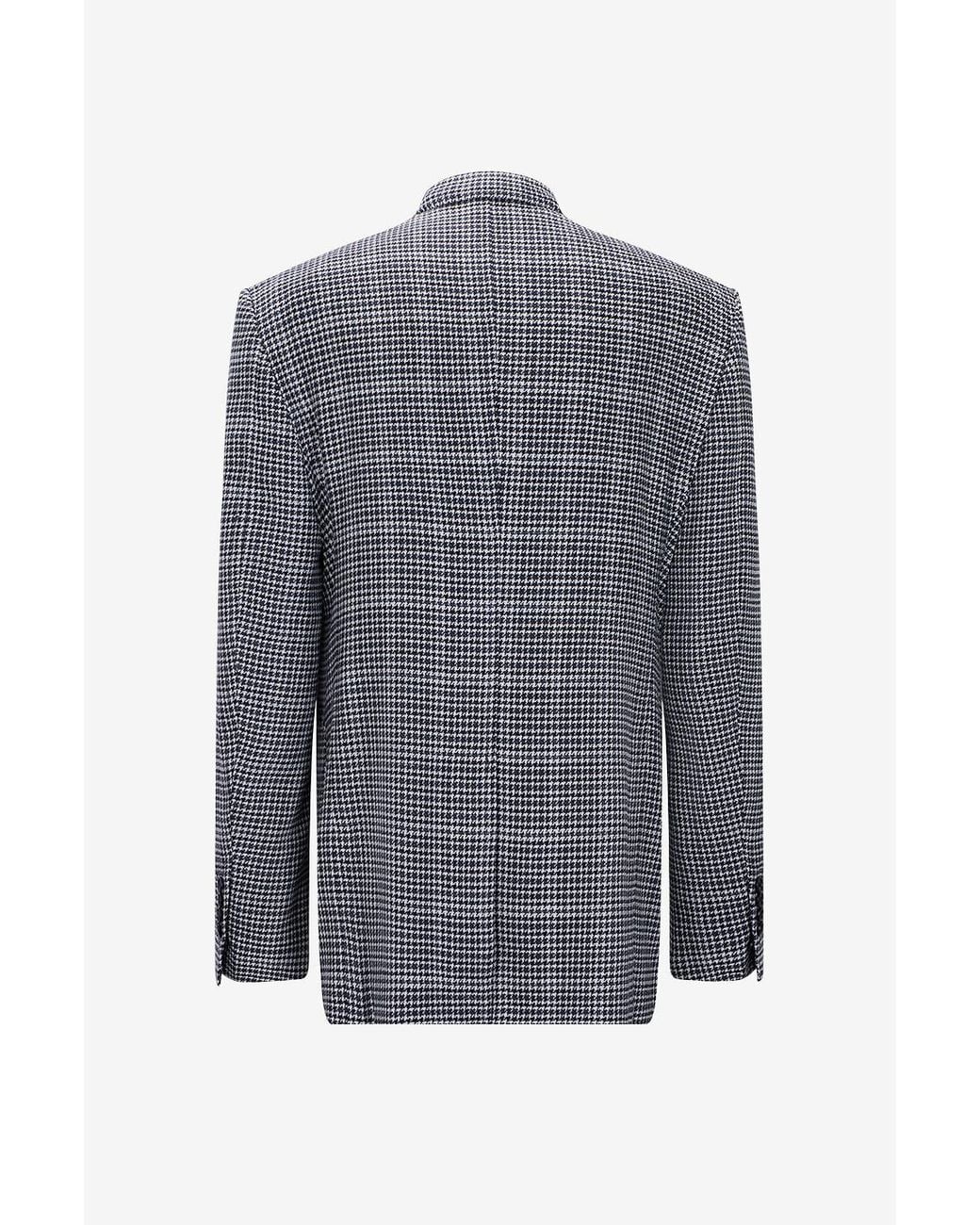 Tom Ford Gray Shelton Wool Silk And Linen Houndstooth Blazer for men