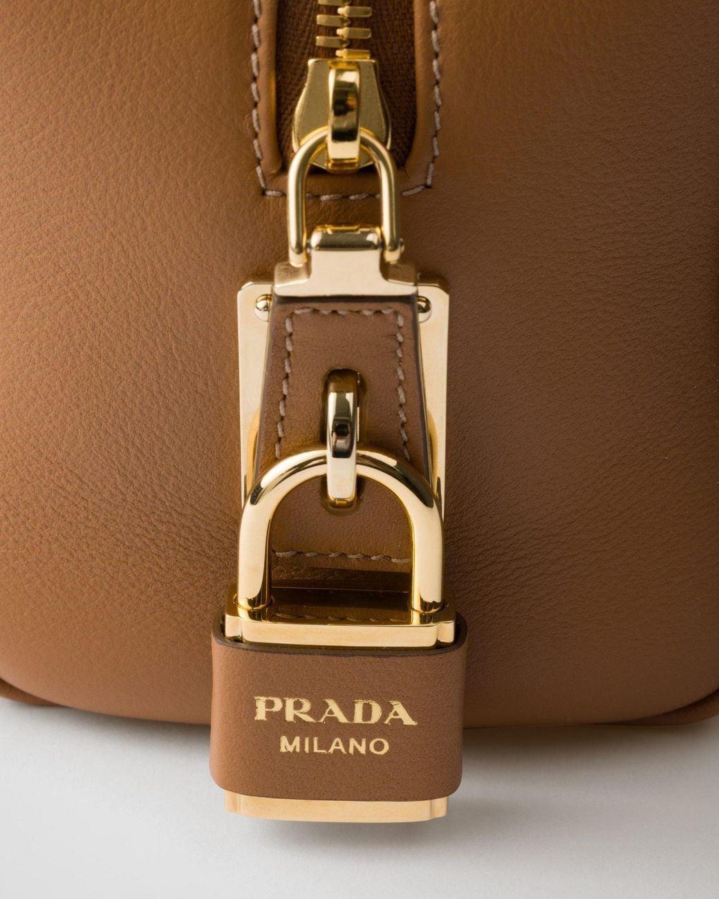 Prada Brown Medium Top-Handle Bag With Padlock