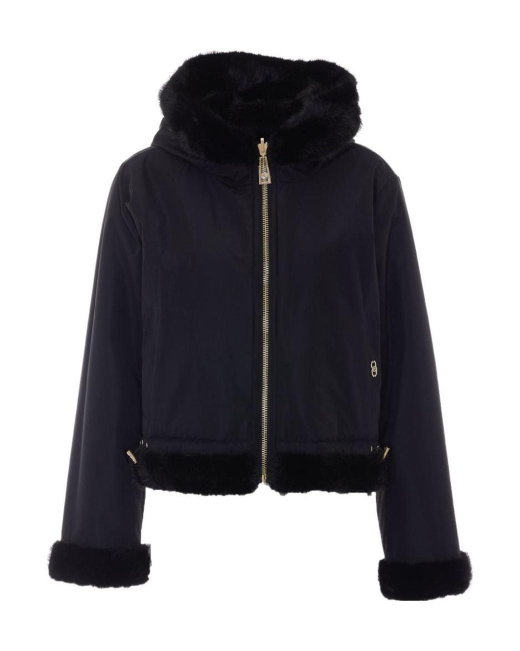 Liu Jo Black Reversible Faux Fur Hooded Jacket