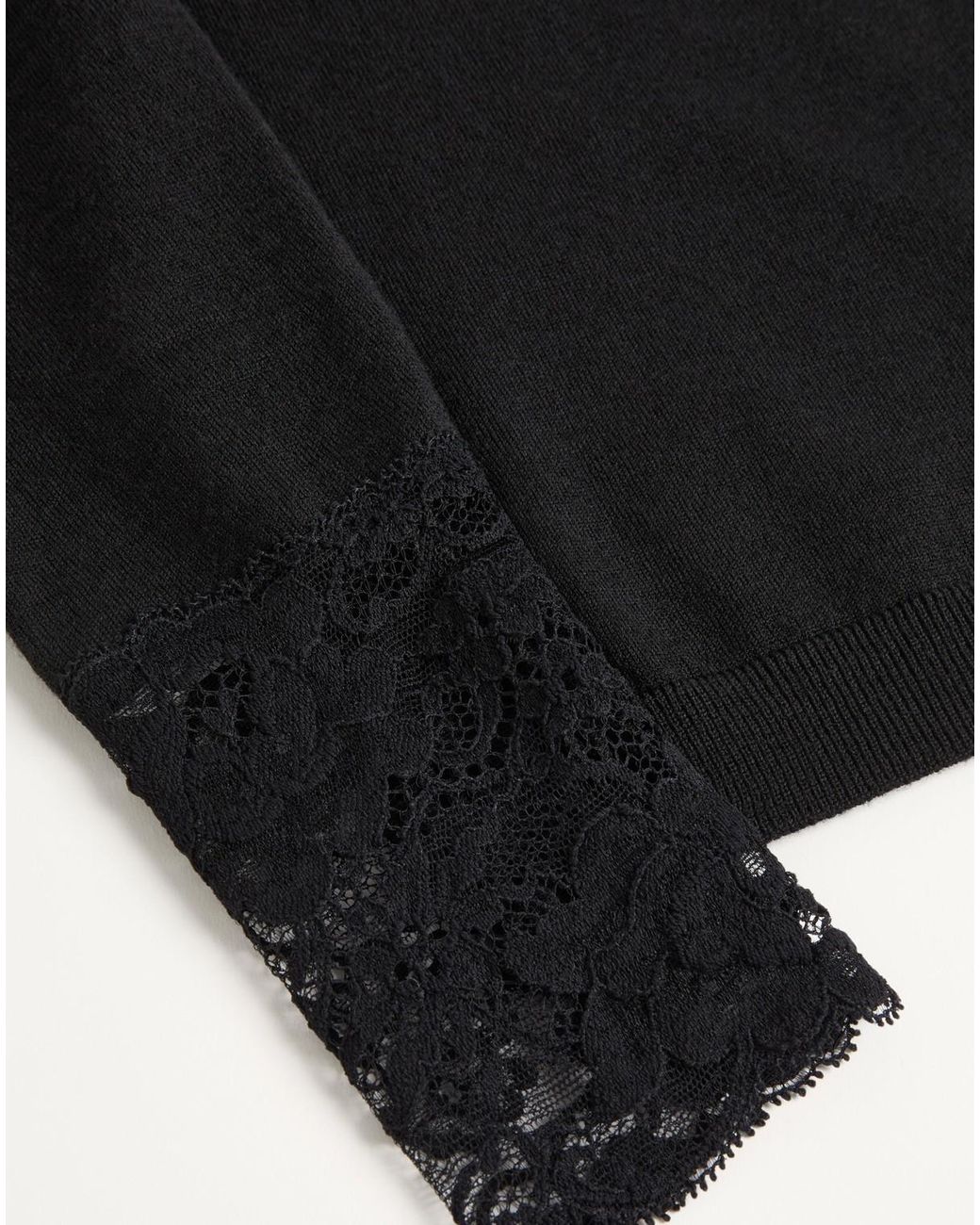 Valentino Black Lace-Panelled High Neck Top