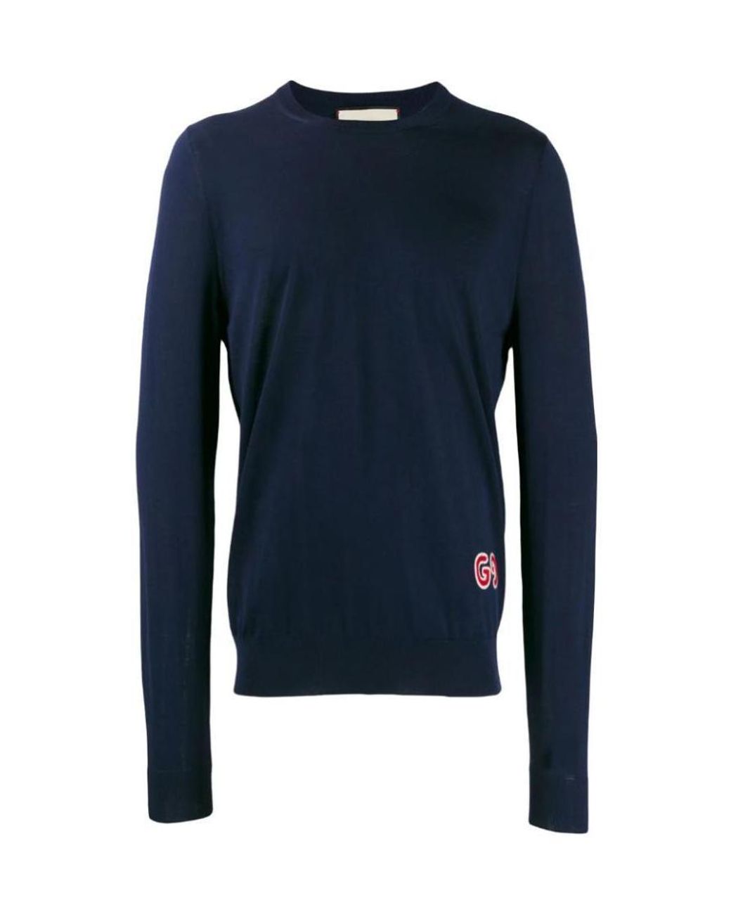 Gucci Blue Gg Logo Patch Jumper for men