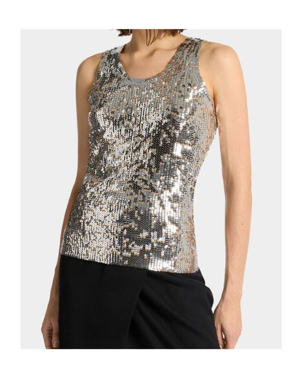 DSquared² Gray Chic Night All Over Paillettes Tank Top
