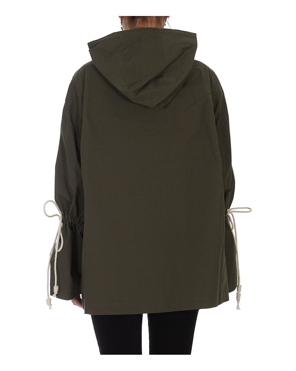 Palm Angels Green Striped Hooded Jacket