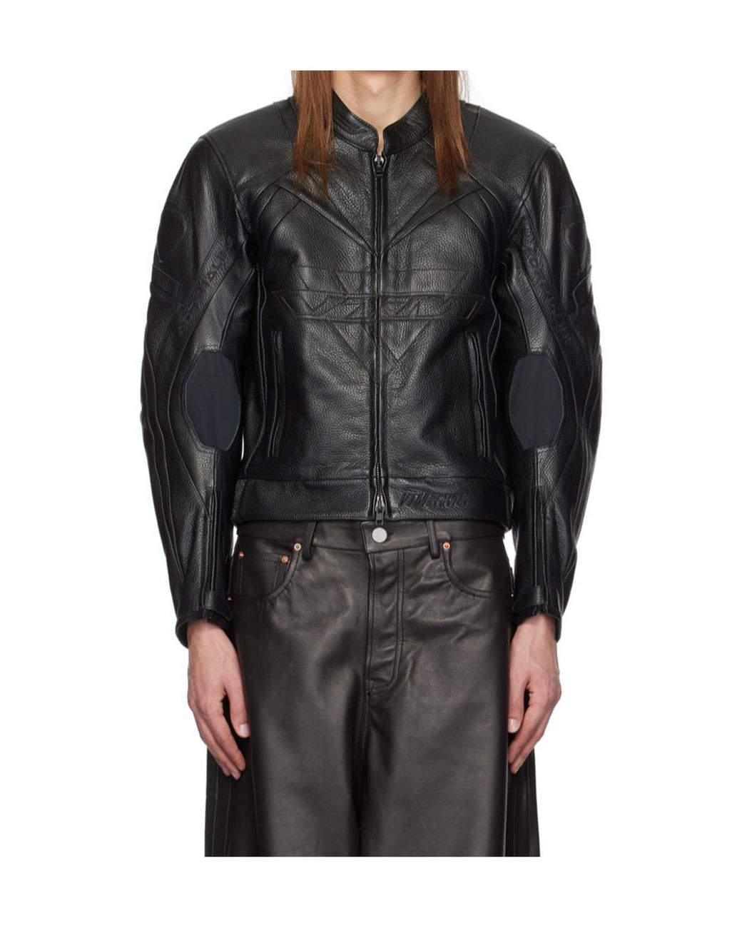 Vetements Black Patterned Leather Jacket for men