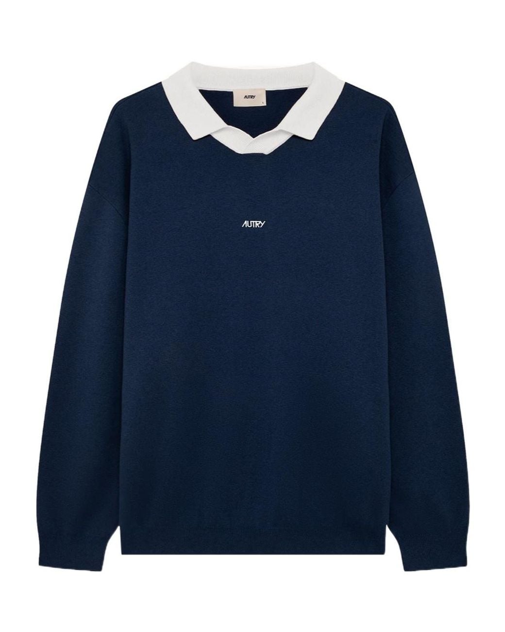 Autry Blue Contrast Collar Knitted Sweater for men