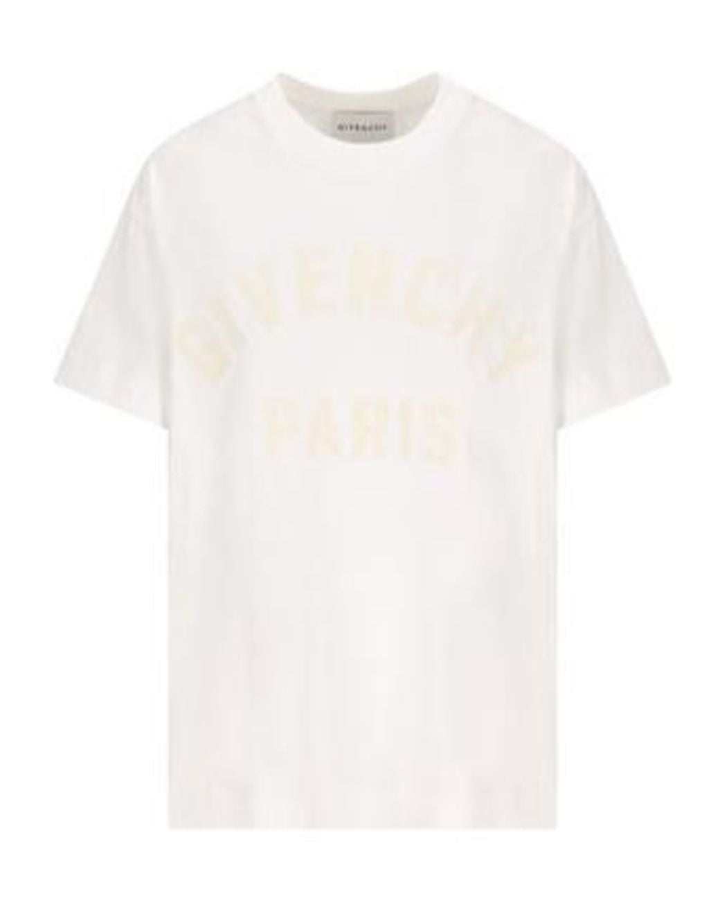 Givenchy White Paris Logo Zigzag Stitching T-Shirt