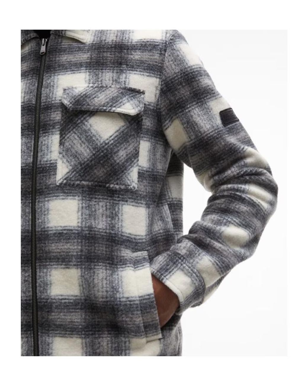 Barbour Gray Clayton Brushed Fleece Overshirt for men