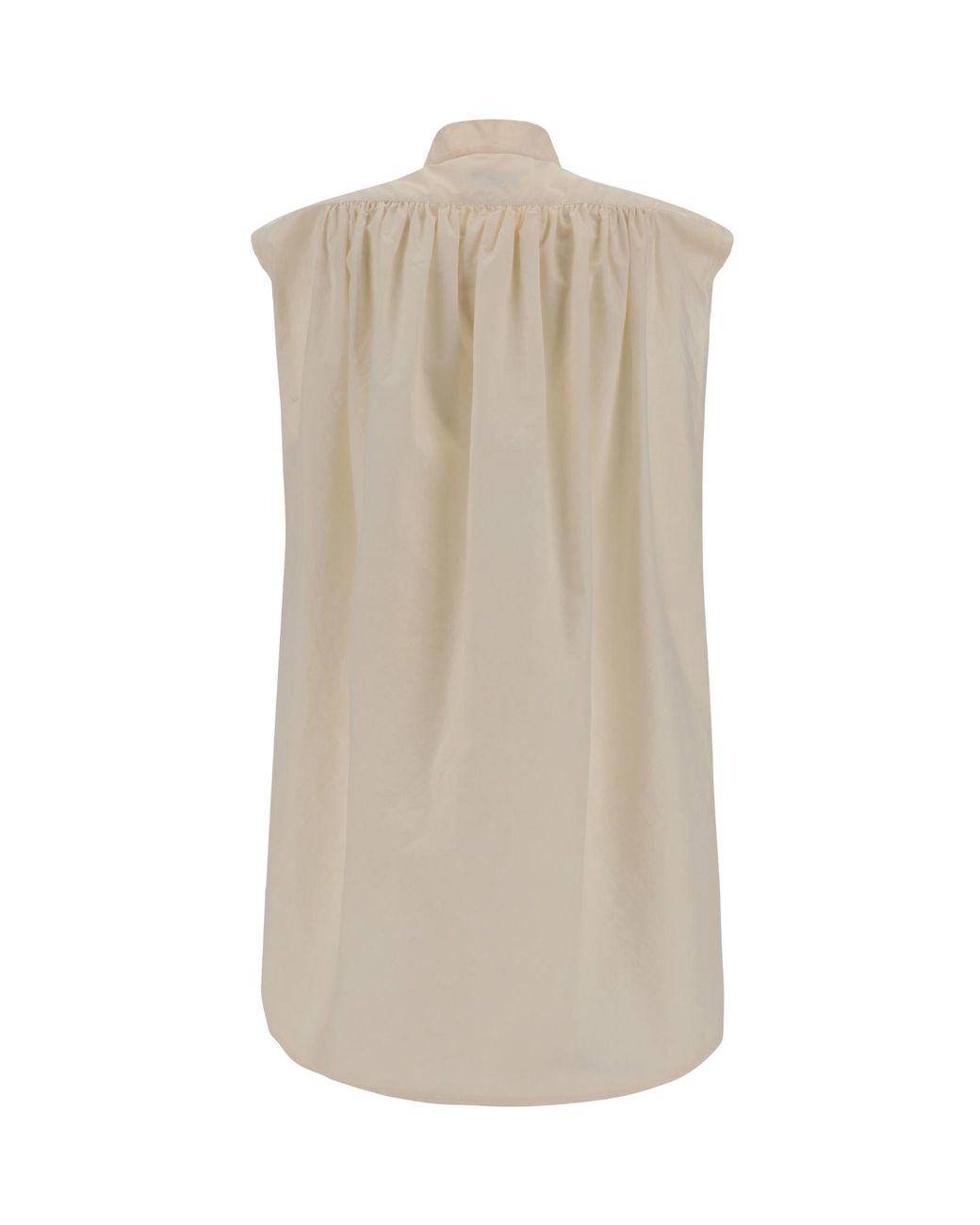 Quira Natural Mandarin Collar Sleeveless Top