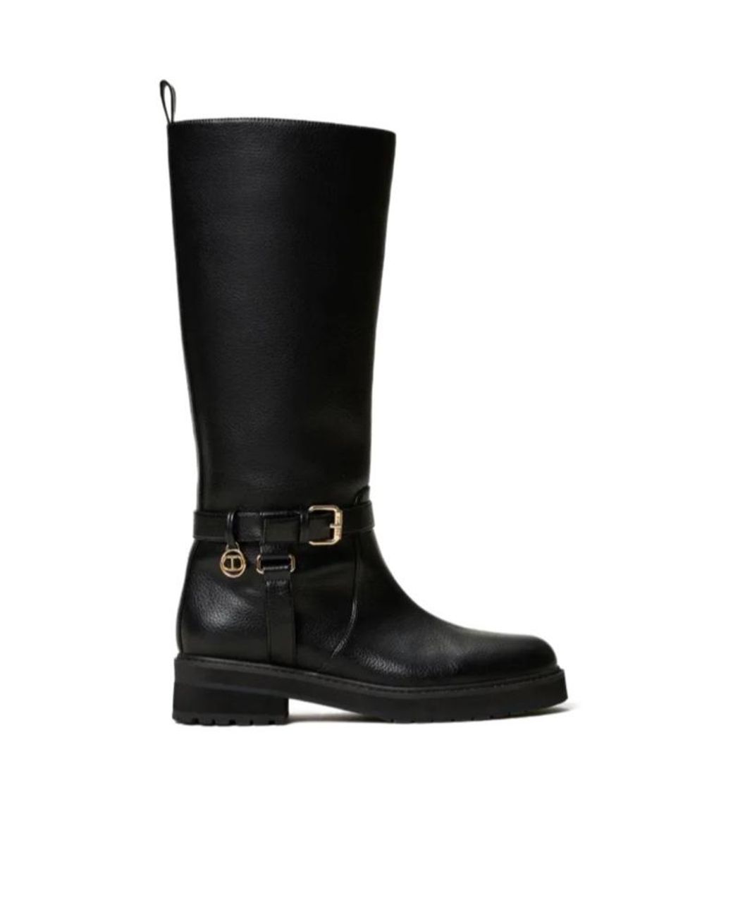 Twinset Black 40Mm Oval T Leather Boots