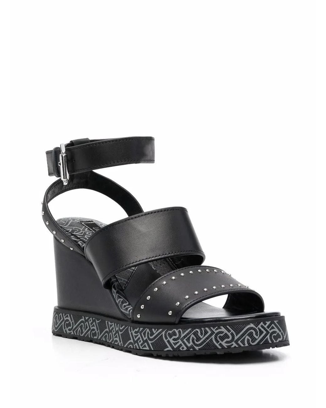 Liu Jo Black Nicole 05 Studded Wedge Heeled Sandals