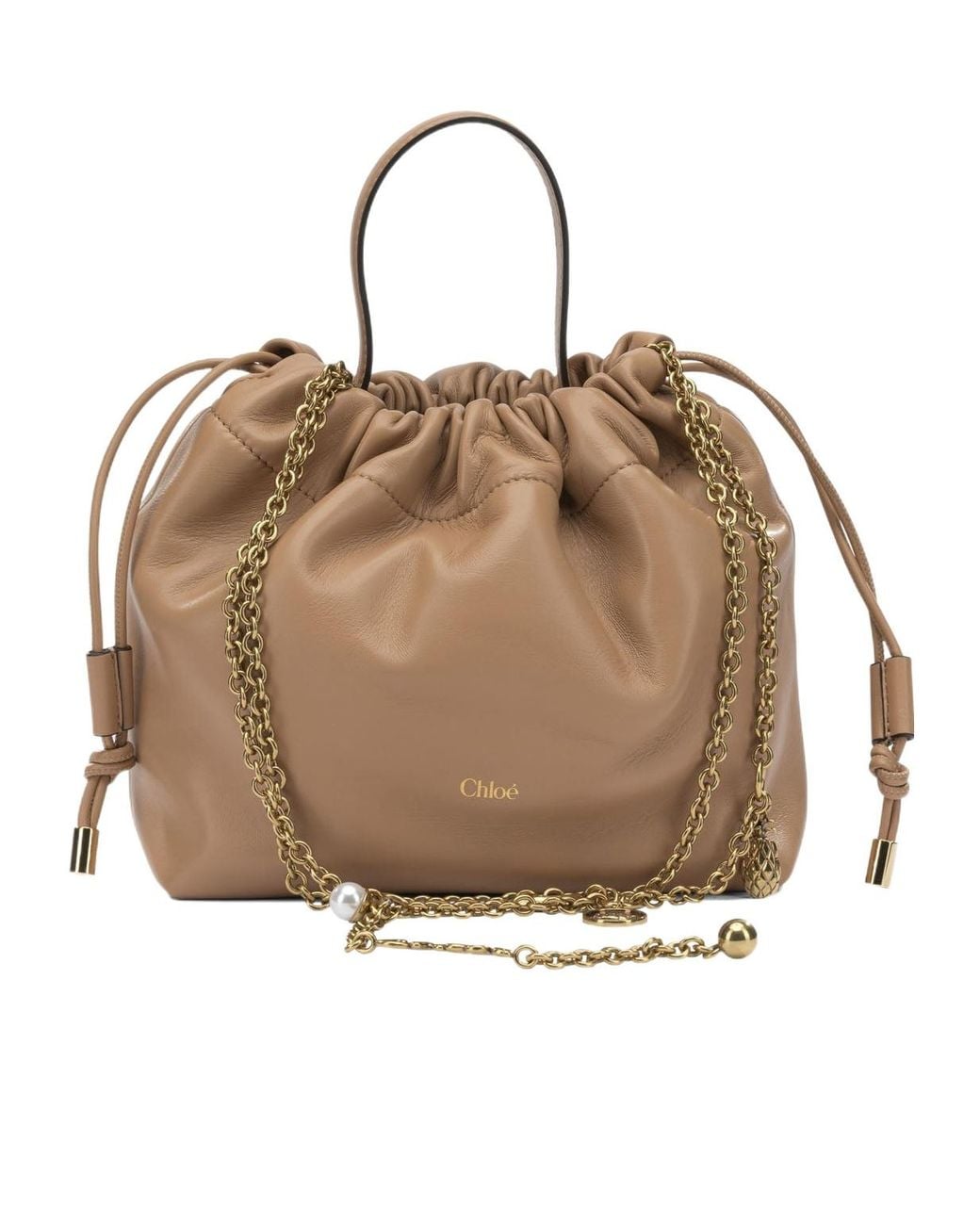 Chloé Brown Chloé Icons Small Drawstring Shoulder Bag