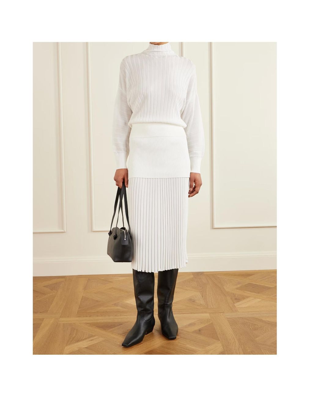 Proenza Schouler White Luiza Ribbed-Knit Turtleneck Sweater