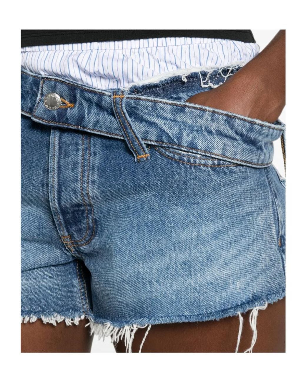 Alexander Wang Blue Asymmetric Cutoff Jeans