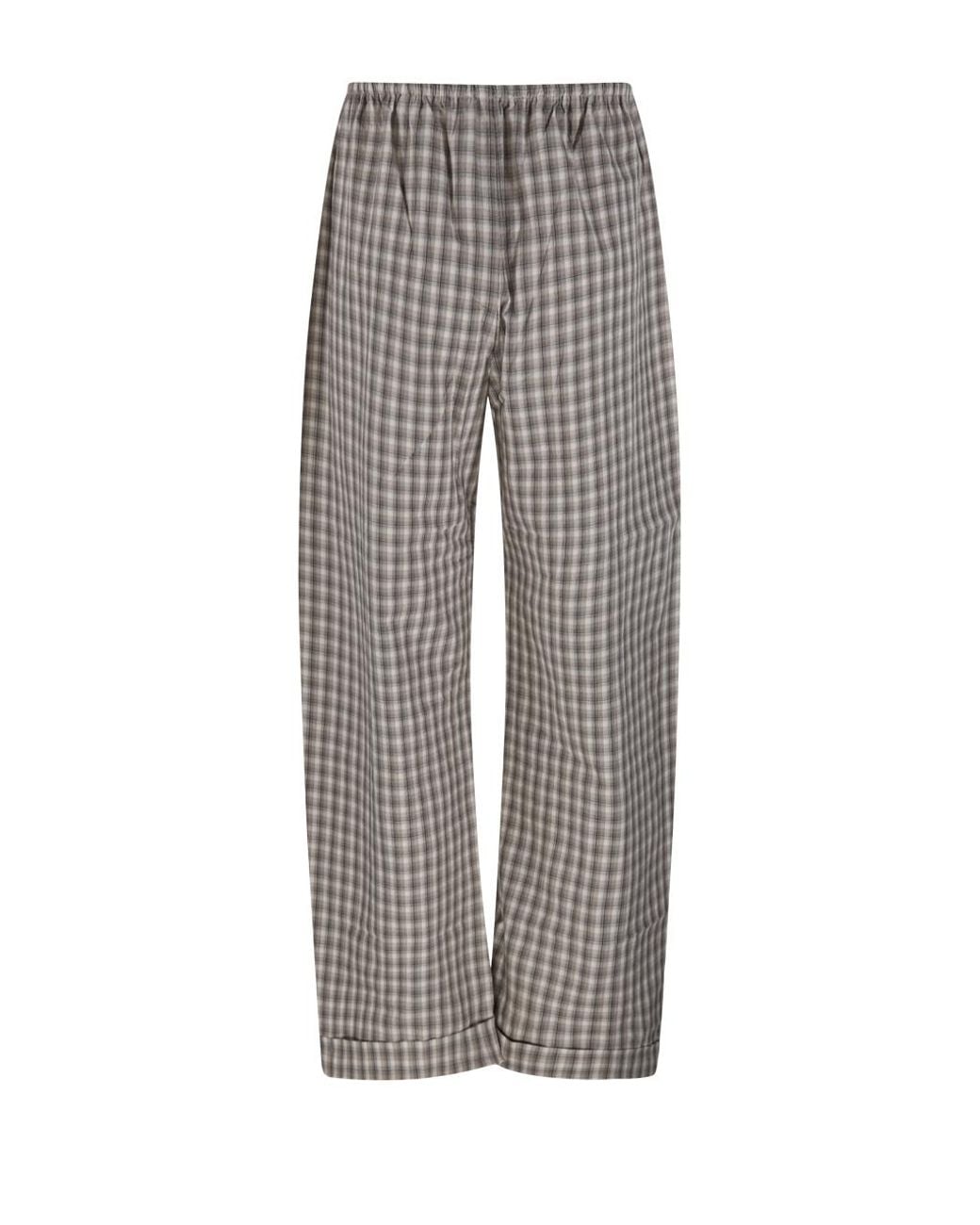 Nanushka Gray Yayoi Gingham Wide-Leg Pants