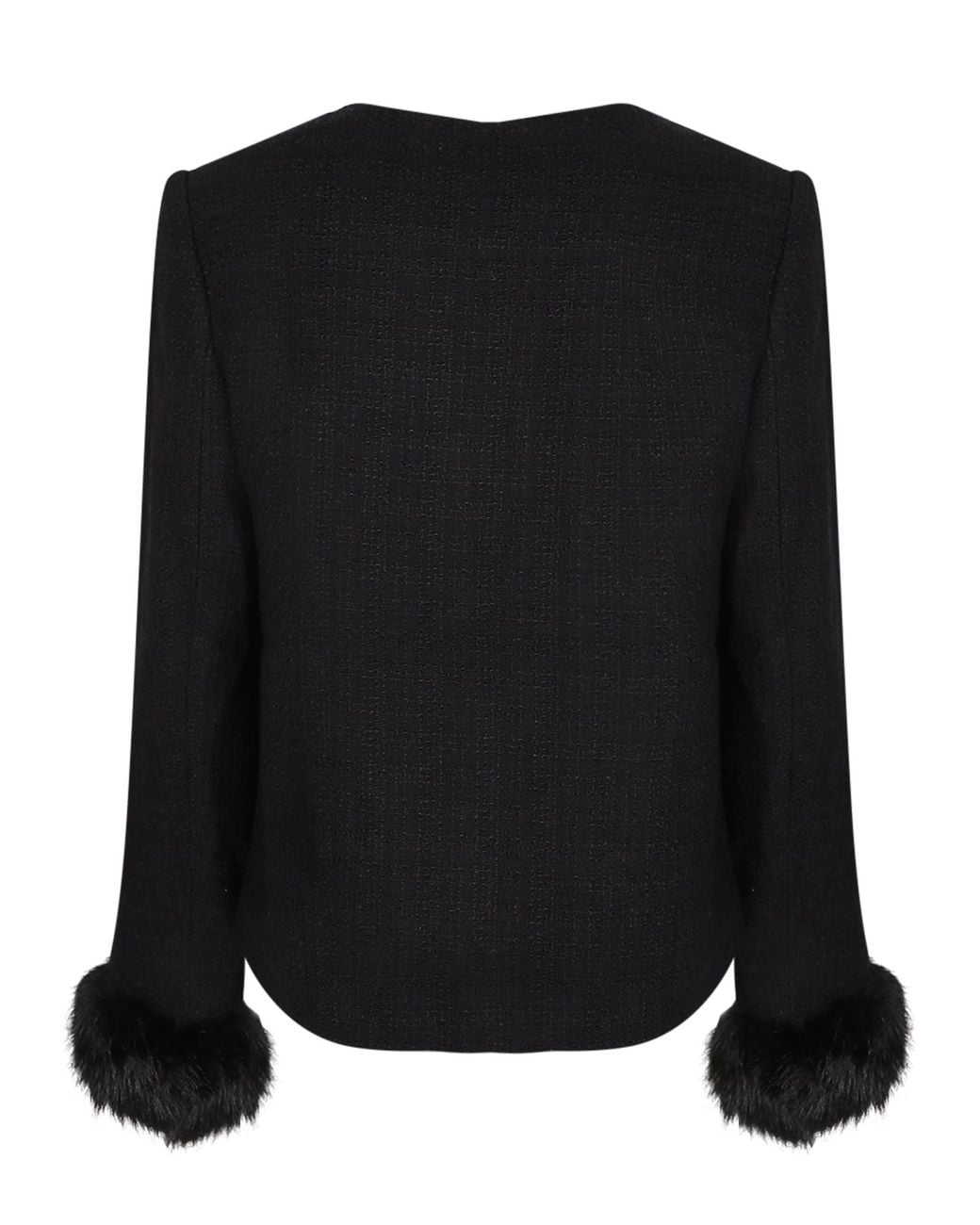 Self-Portrait Black Boucle Fur Cuff Jacket