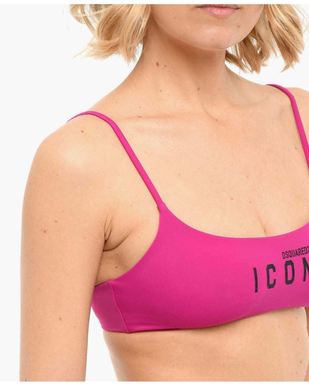 DSquared² Pink Icon Printed Bikini Top