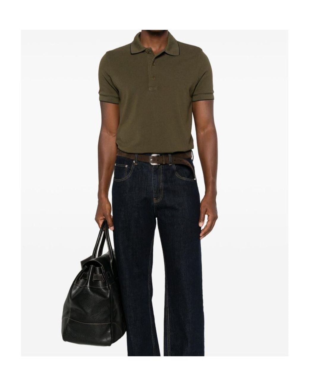 Tom Ford Green Contrast Short Sleeve Polo Shirt for men