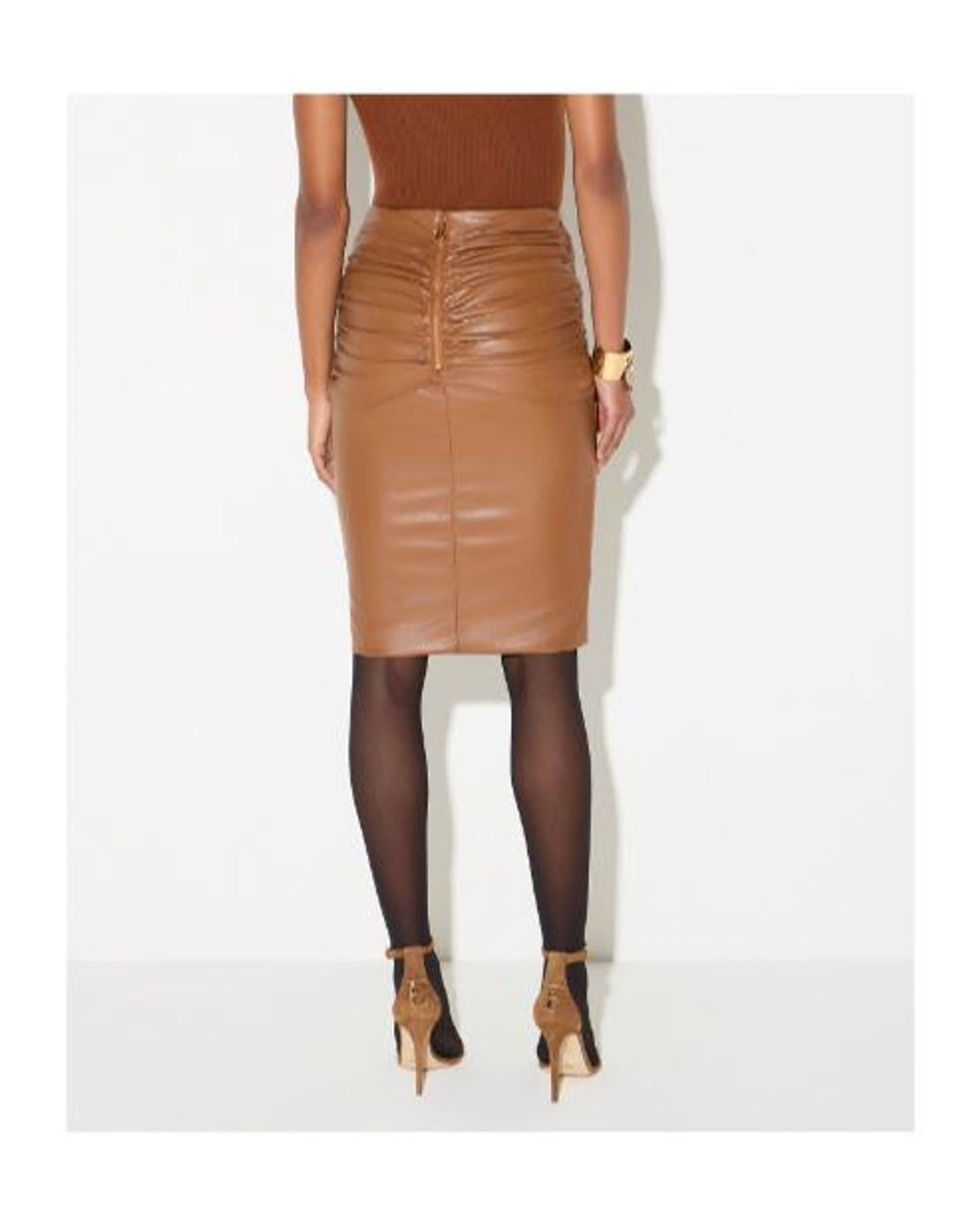 Elisabetta Franchi Brown Draped Midi Skirt