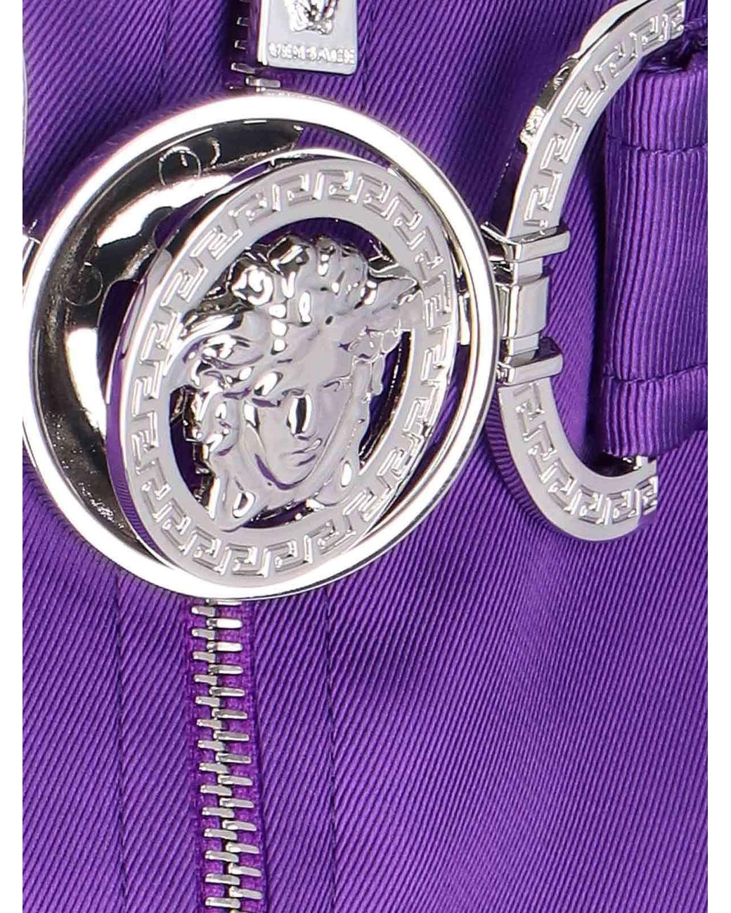 Versace Purple Medusa Plaque Zipped Mini Skirt