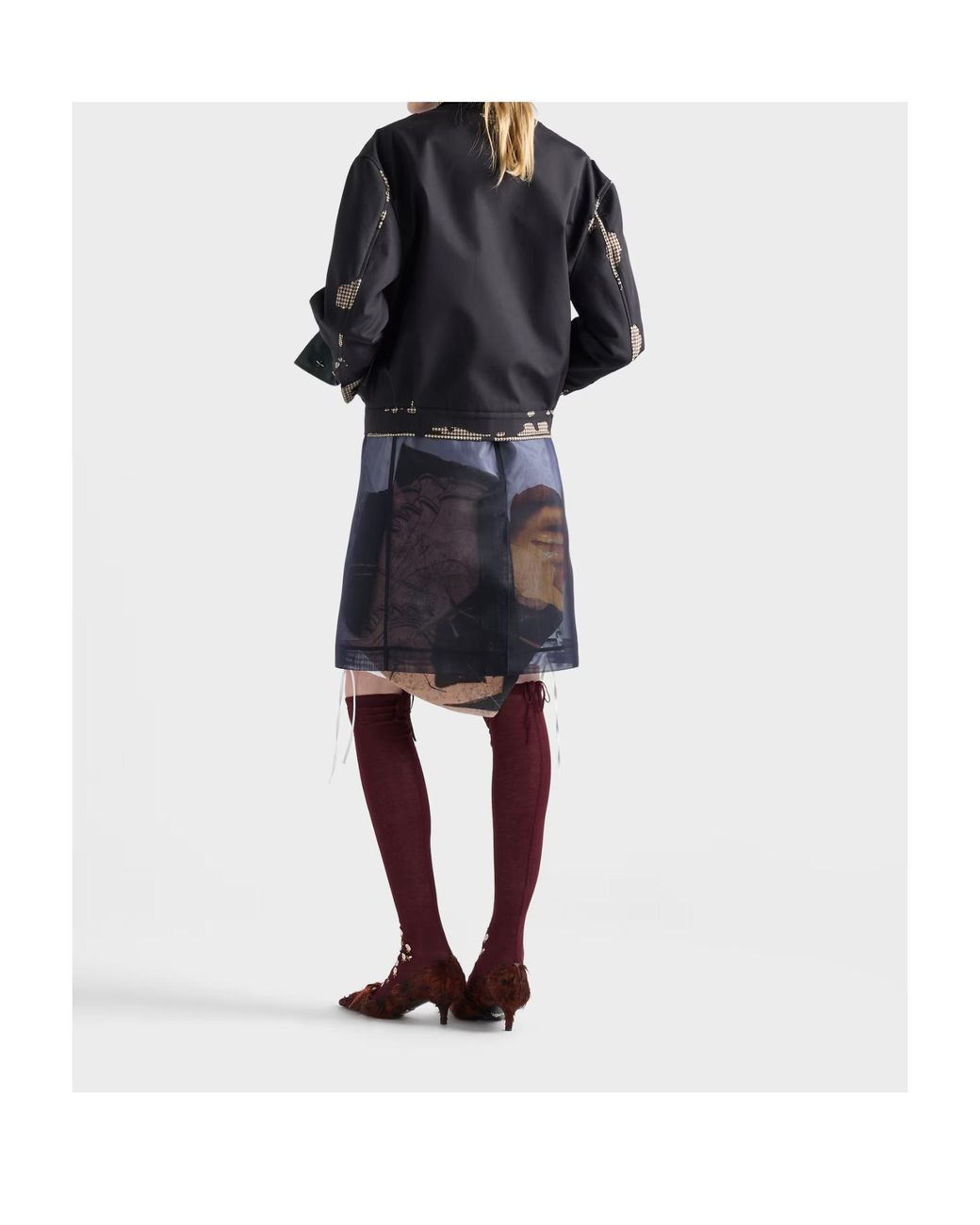 Prada Black Bonded Cotton And Houndstooth Jacket