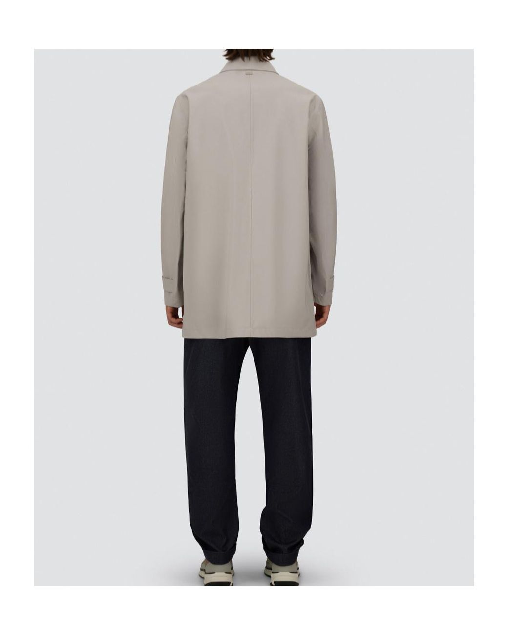 Herno Gray Button-Down 3-Layers Wool Coat for men