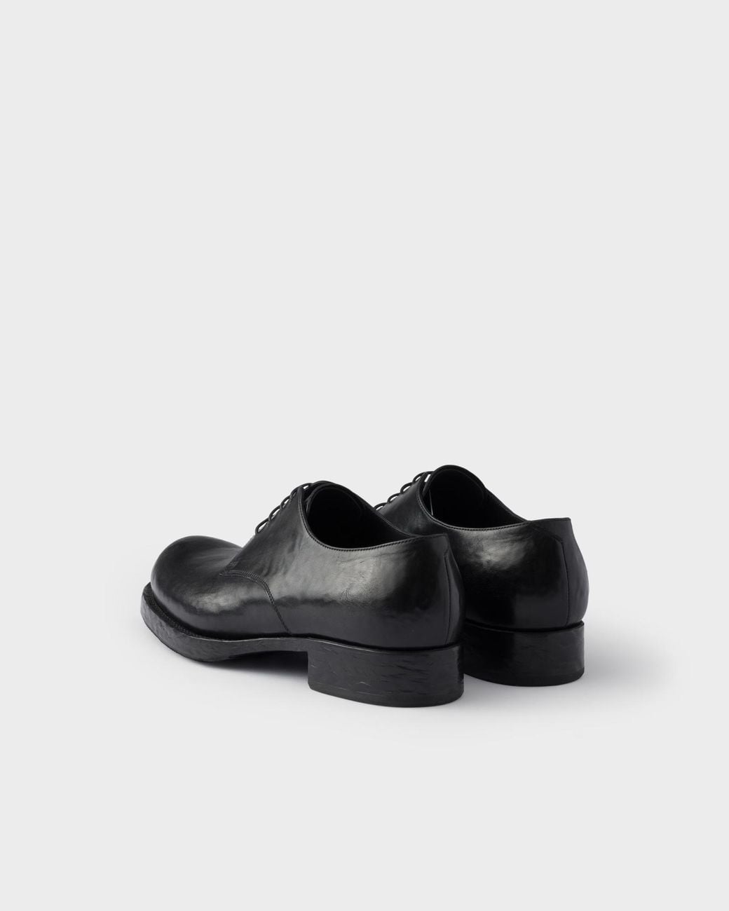 Prada Black Polished Derby Shoes for men