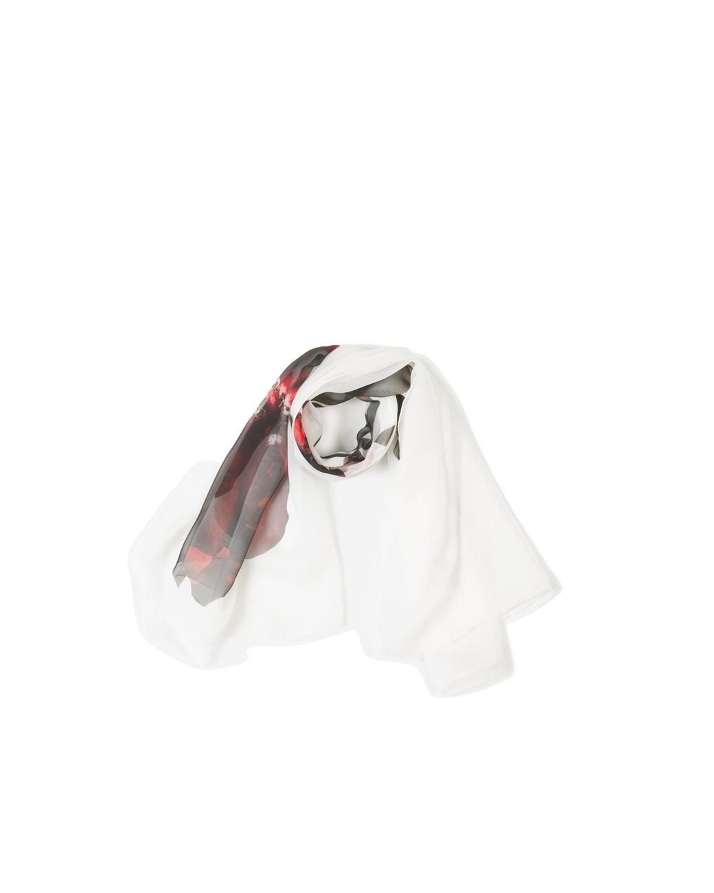 McQueen White Floral Printed Shawl