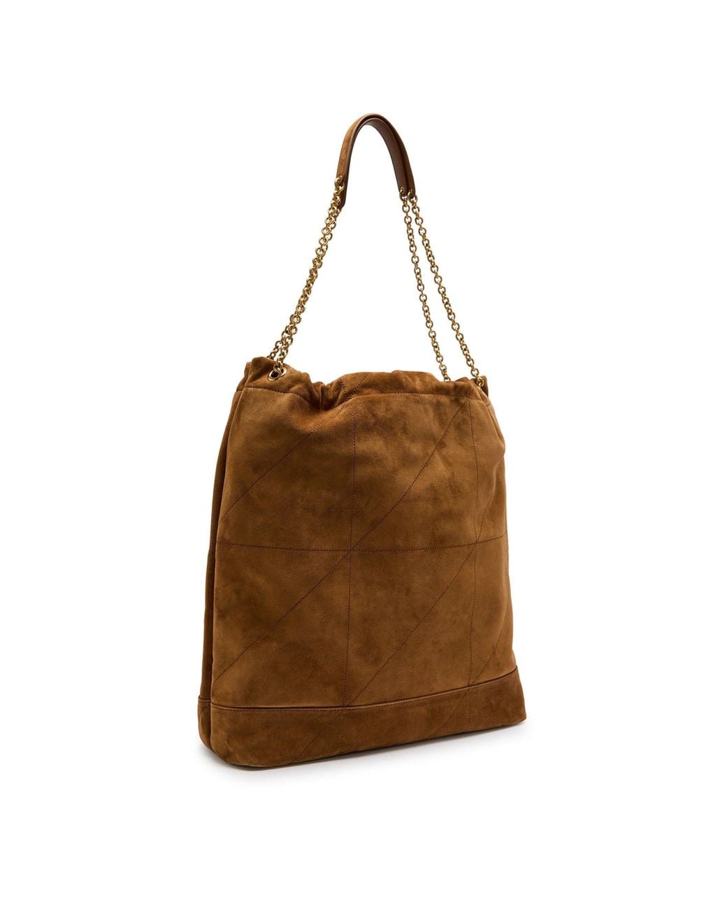 Saint Laurent Brown Diamond-Patterned Suede Tote Bag