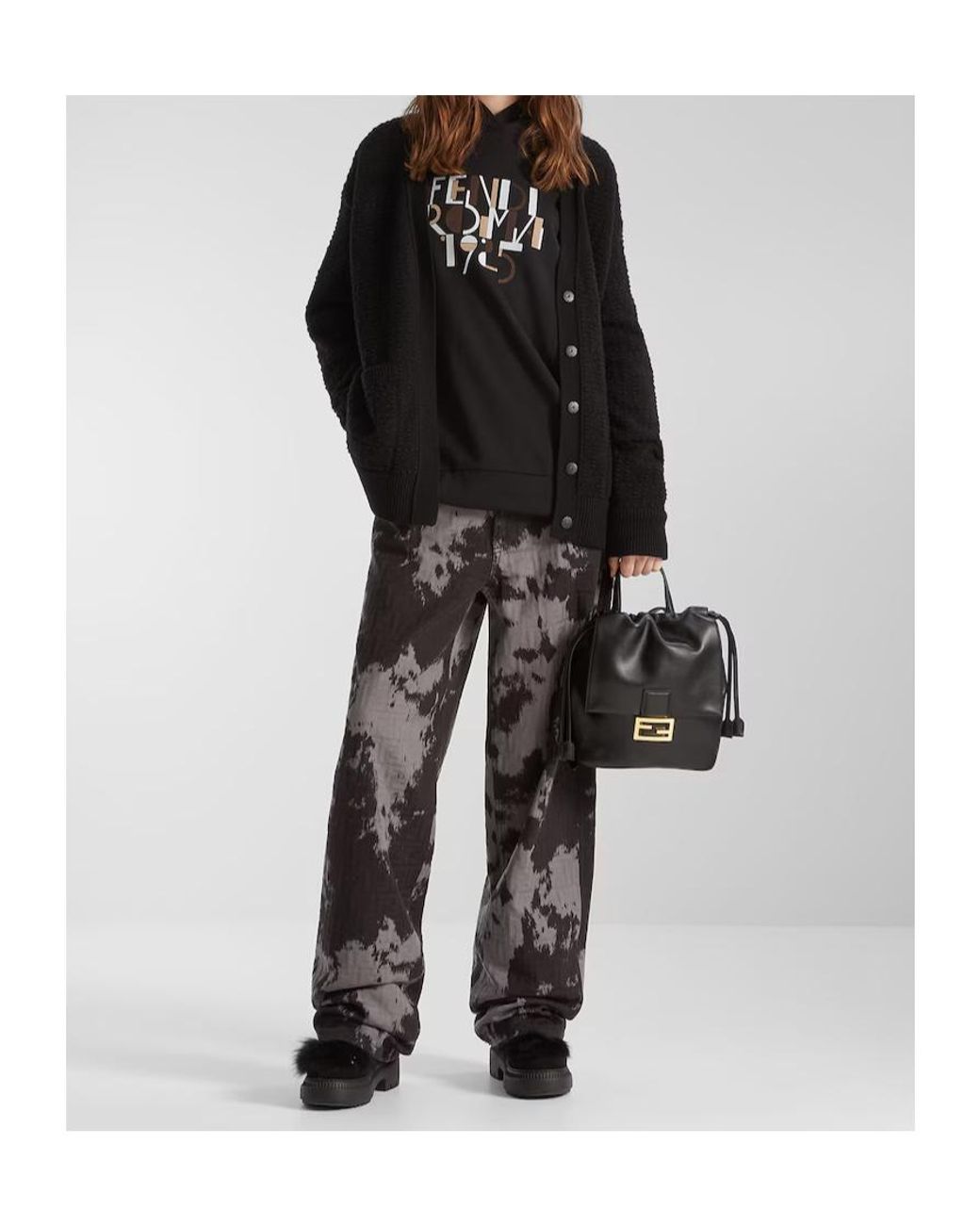 Fendi Gray Ff Animalier Printed Long Jeans