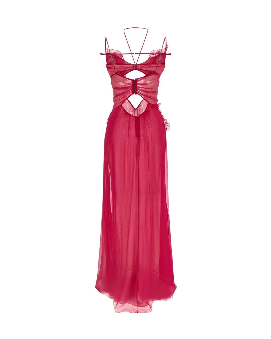 Nensi Dojaka Pink Cut-Out Frilled Gown