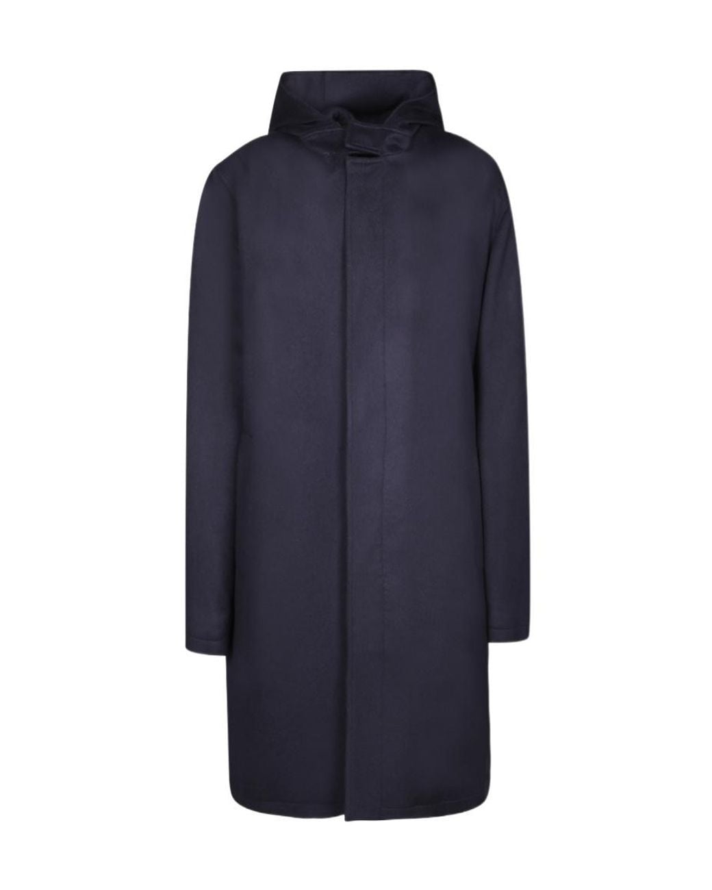 Lardini Blue Hooded Hidden-Placket Coat for men