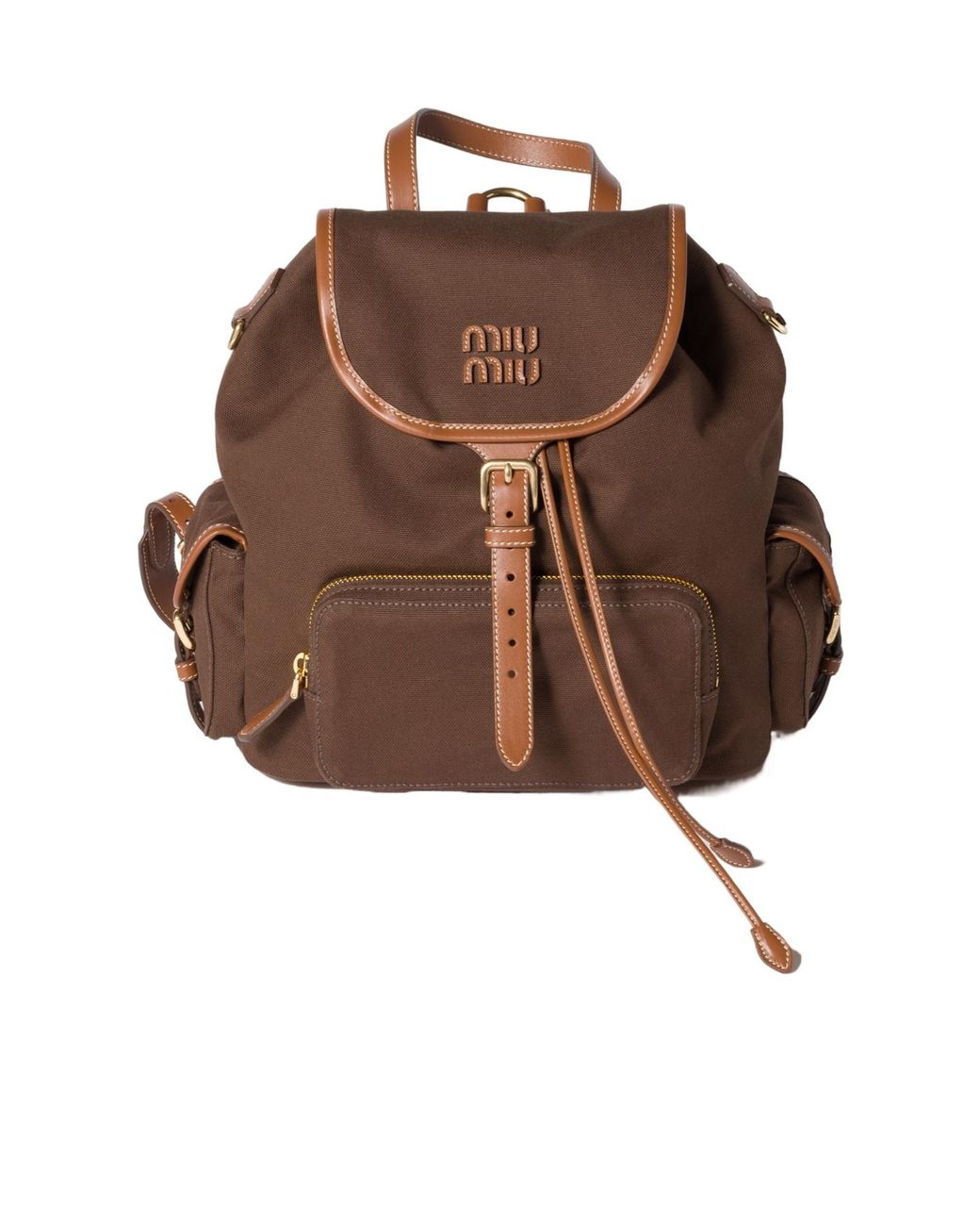 Miu Miu Brown Canvas And Leather Backpack