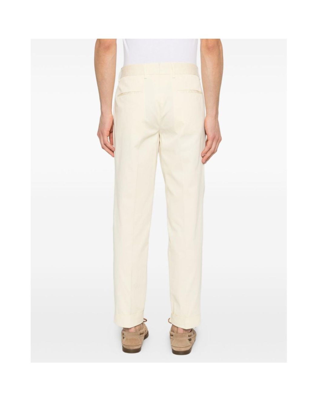 Incotex White Pleated Cuffed Pants for men