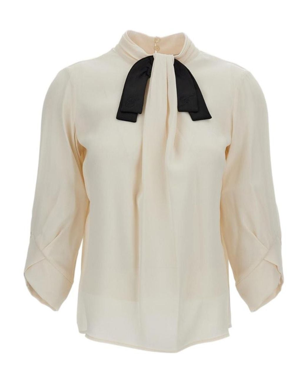 Elisabetta Franchi White Tie-Neck Blouse