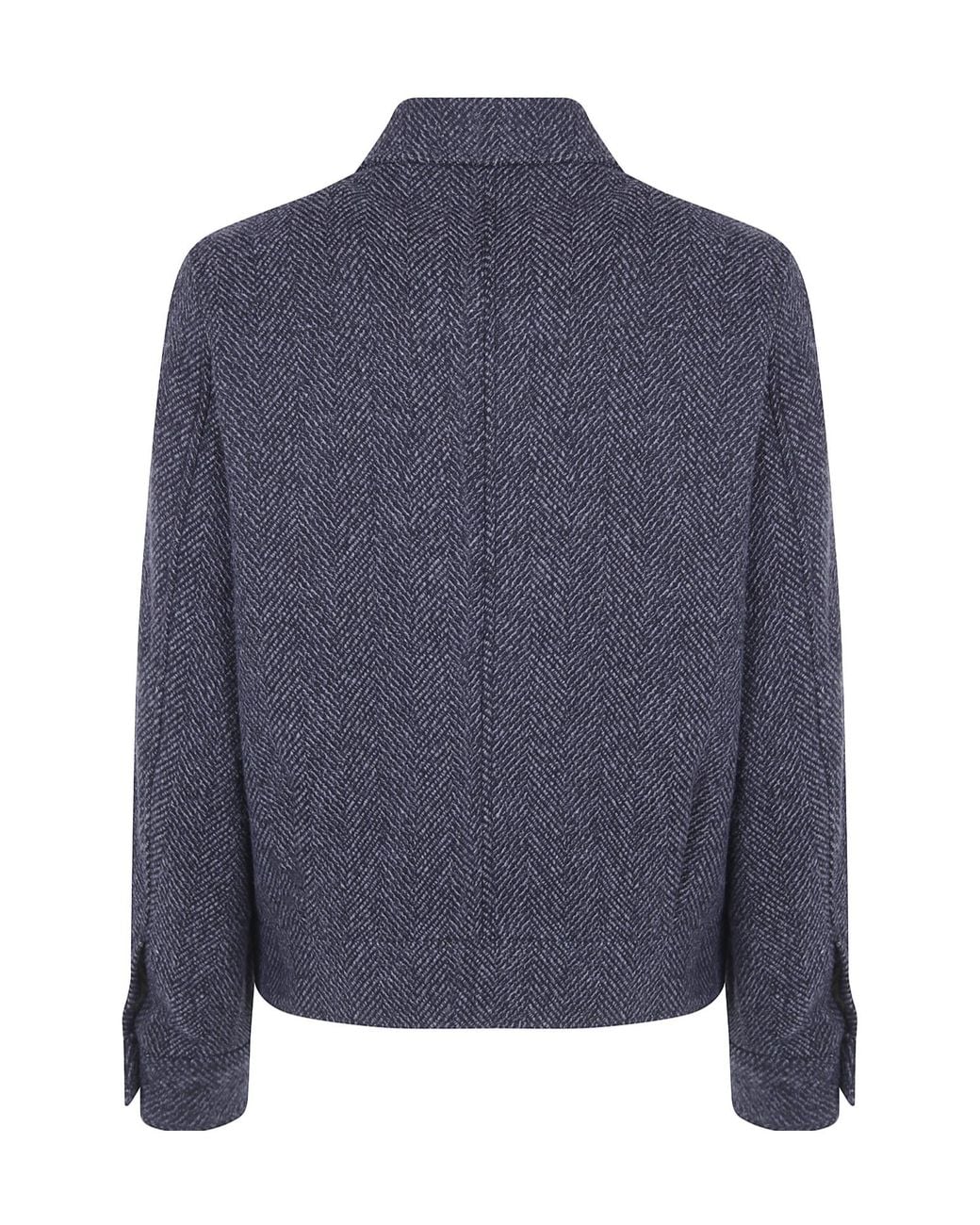 Paul Smith Blue Herringbone-Pattern Zip-Up Jacket for men