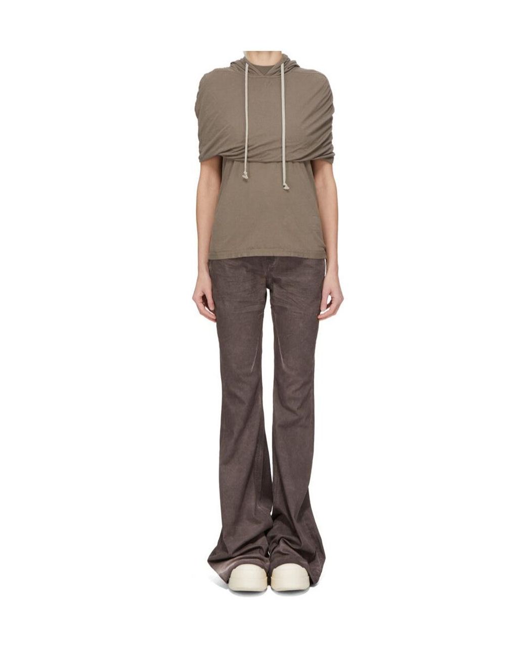 Rick Owens Brown High Waist Flared-Leg Jeans