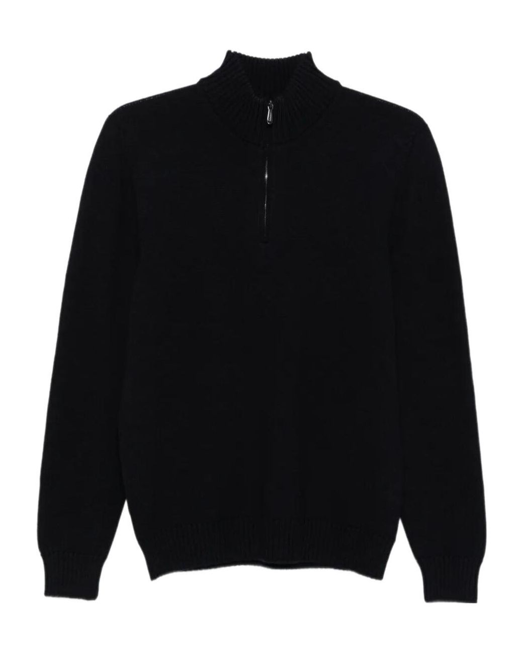 Drumohr Black Mock-Neck Zip Knitwear for men