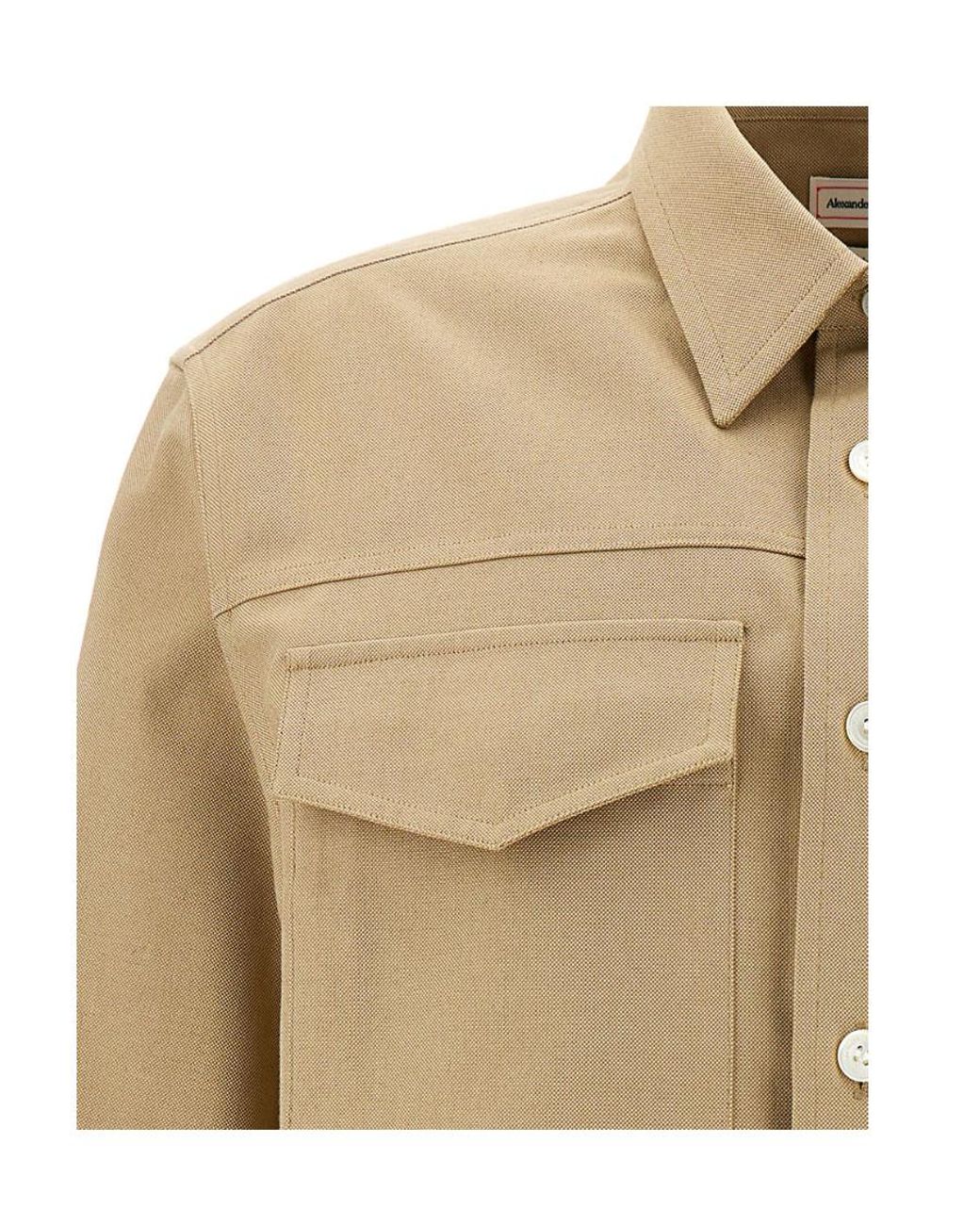 McQueen Natural Pocket Detailed Buttoned Shirt for men