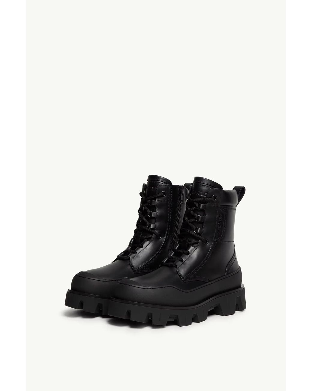 Moncler Black Peak Path Leather Lace-Up Boots for men