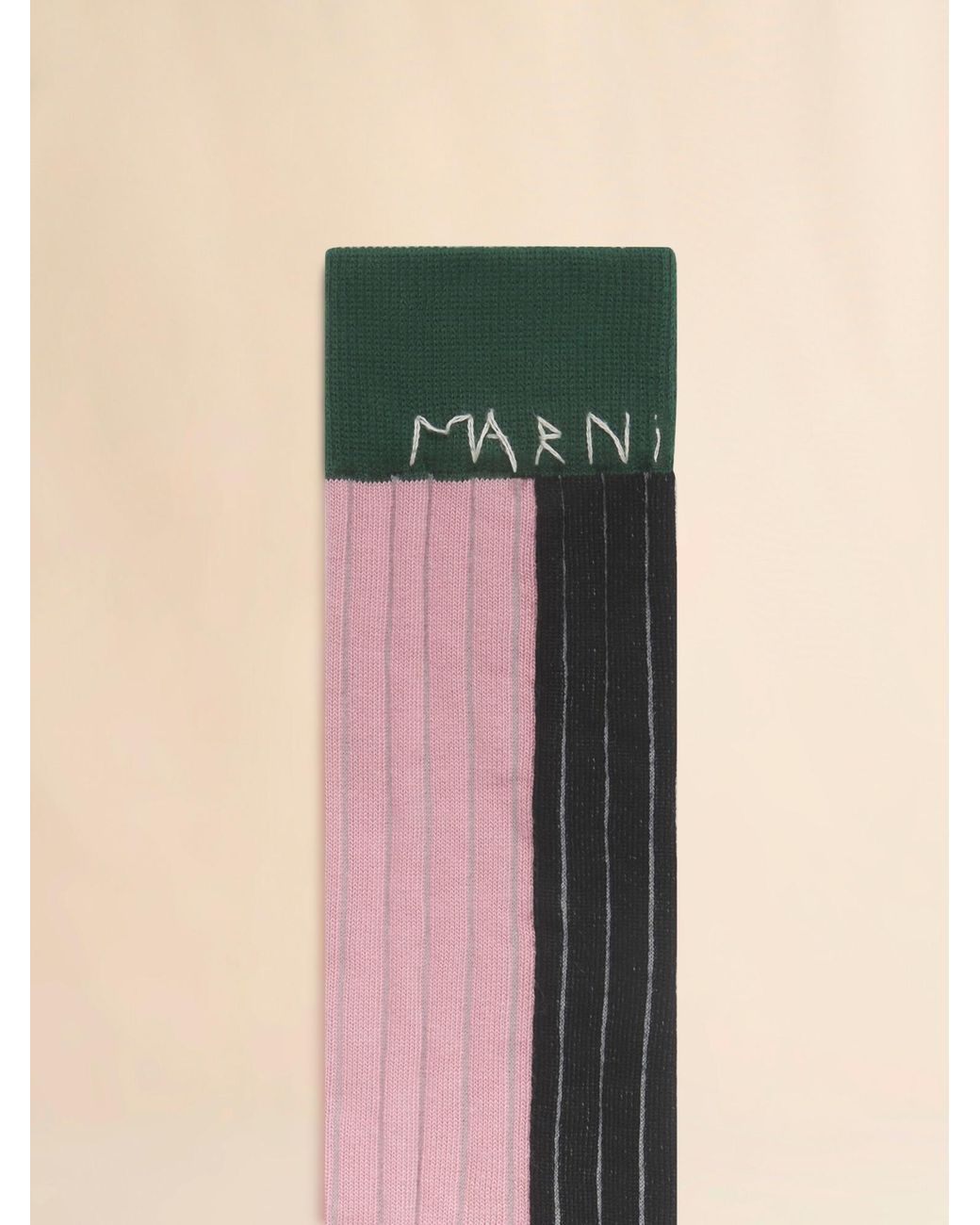 Marni Green And Cotton Colour-Block Socks