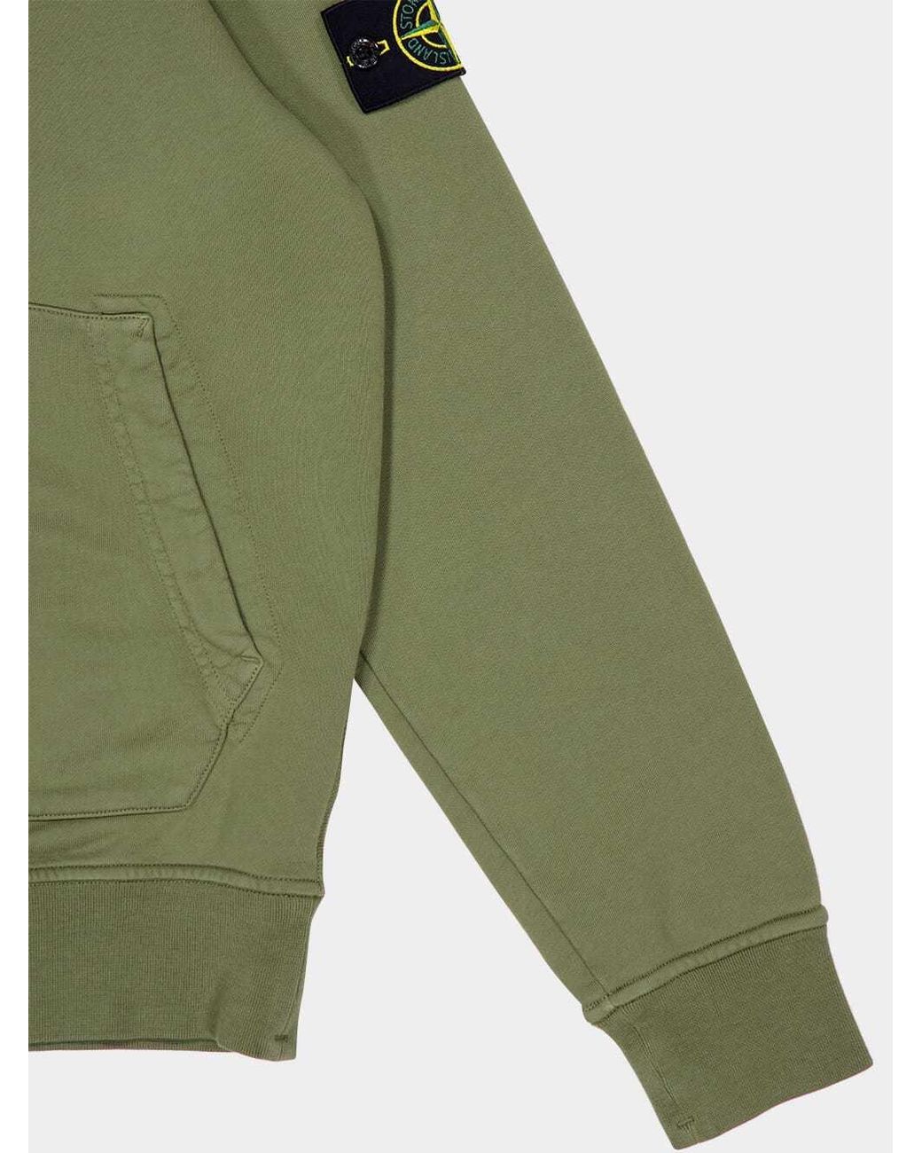 Stone Island Green Logo Patch Drawstring Hoodie for men