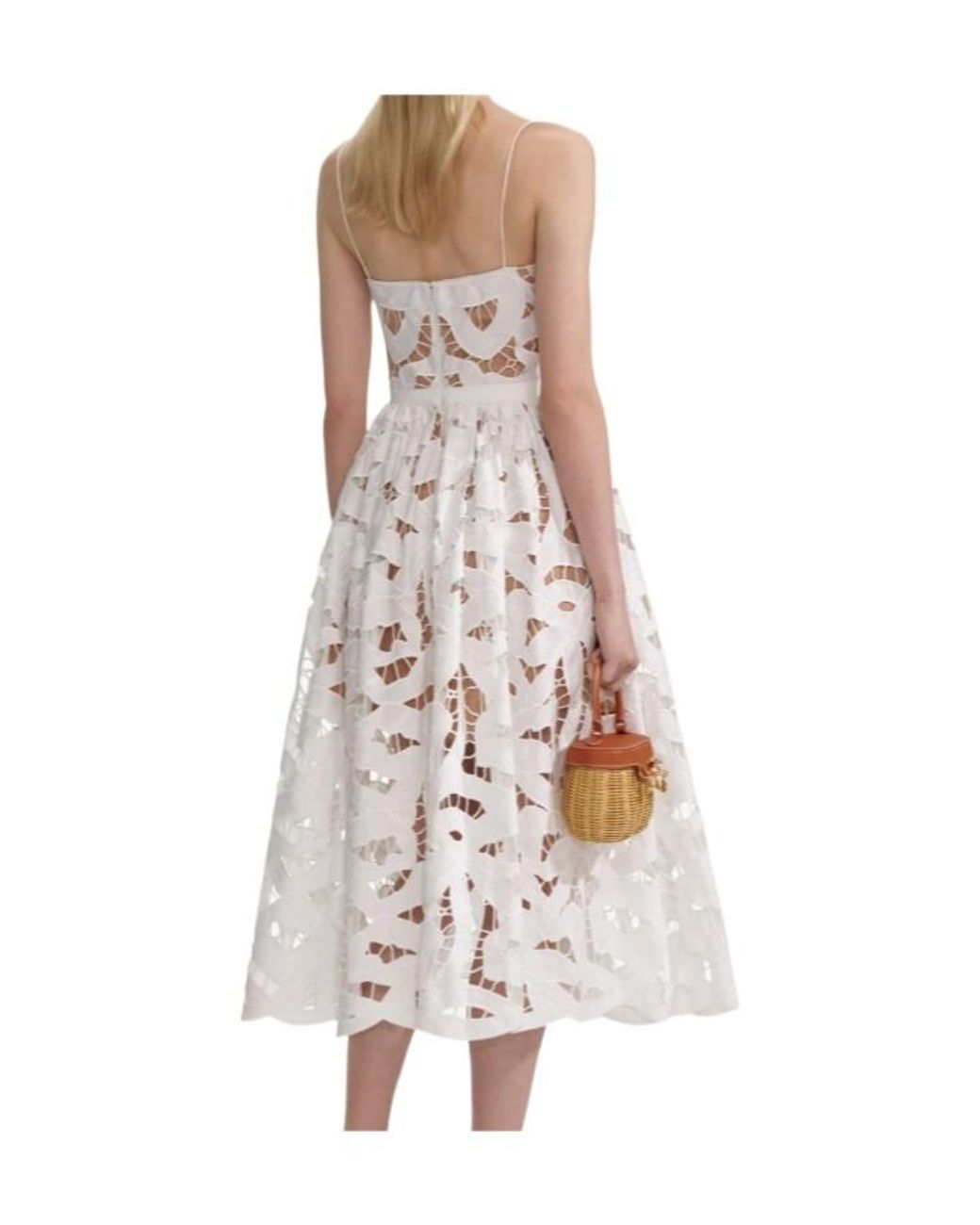 Self-Portrait White Bow Embroidered Midi Dress
