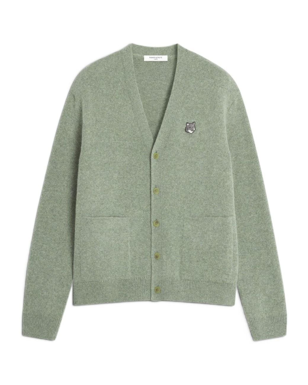Maison Kitsuné Green Maison Kitsuné Fox Head Cardigan for men