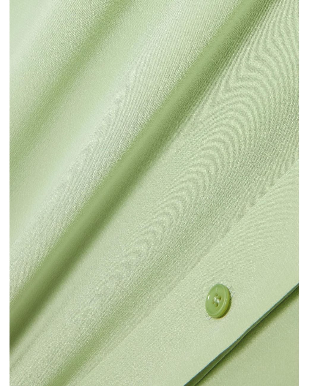 Joseph Green Darious Belted Pleated Silk-Crepe Midi Dress