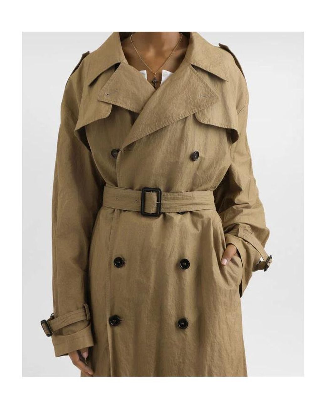 Dolce & Gabbana Natural Double-Breasted Trench Coat