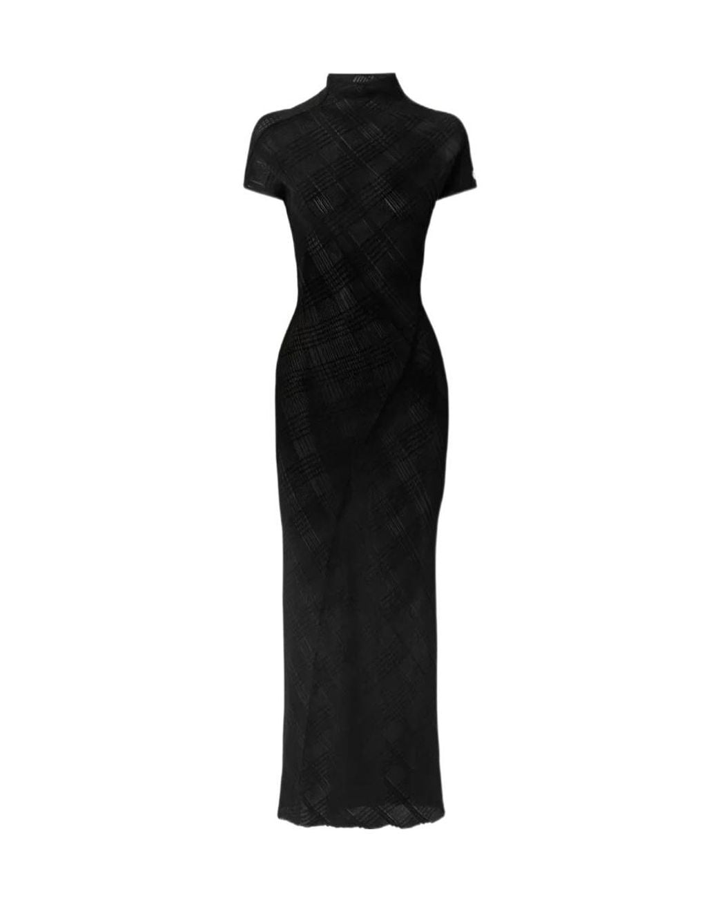 Jean Paul Gaultier Black Ribbed Knit Turtleneck Long Dress